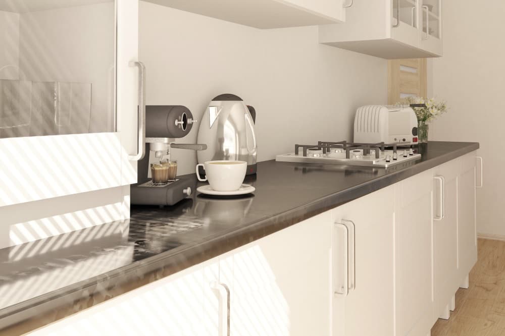 Cocina blanca con gris